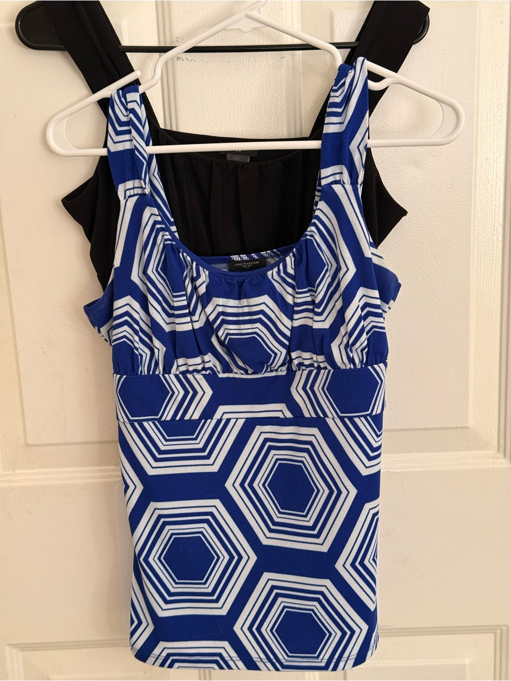 Ann Taylor Royal Blue And White Geometric Tank Dress